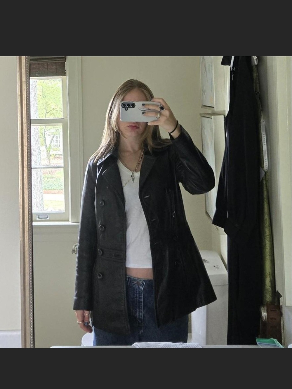 Guess Black Double-Breasted Leather Jacket